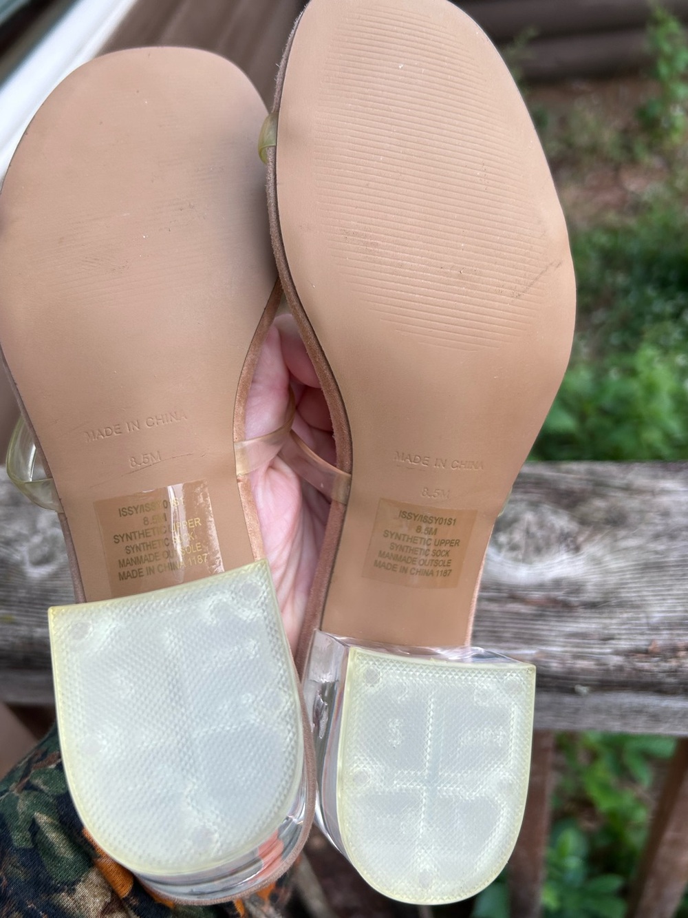 Steve Madden Clear Lucite Block Heel Strappy Sandals Nude 8.5 Y2K event neutral - Picture 8 of 14